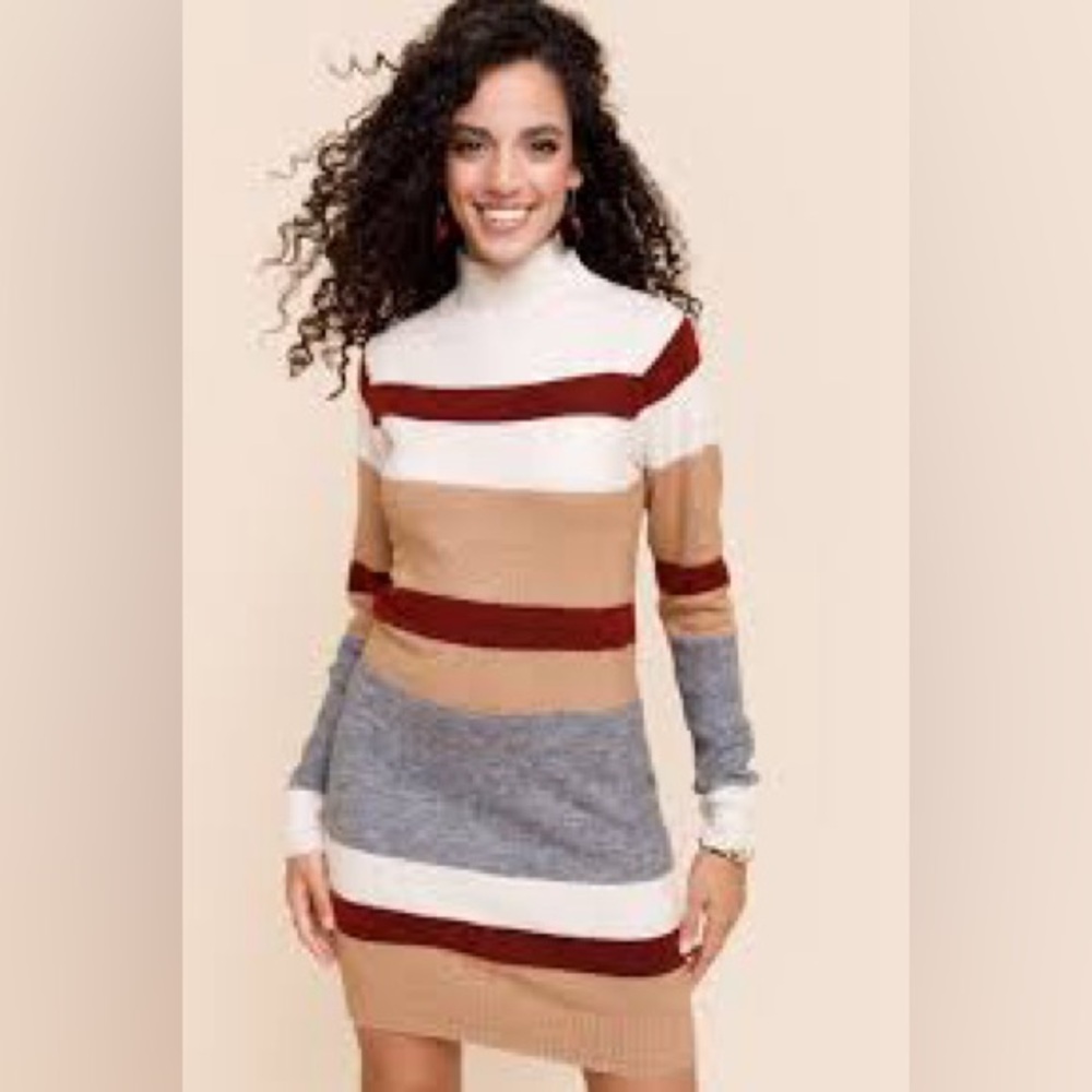 Franceca’s Evane Bold Striped Sweater Mini Dress NWT - Picture 7 of 12